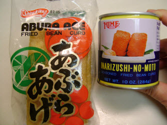 Abura age (unseasoned)  and Inarizushi-no-moto (seasoned)