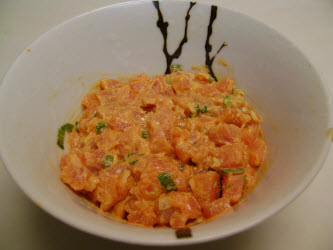 Combine and mix the tuna and the spicy tuna sauce...cover and refrigerate until ready to use...