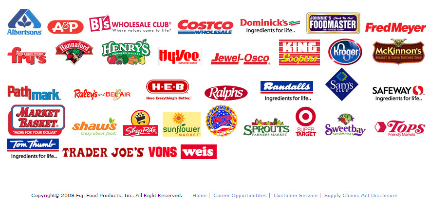Fuji Food Products logo list of retailers