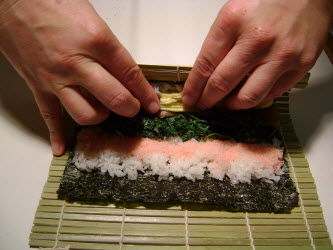 First step in rolling futomaki