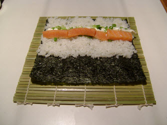 Adding smoked salmon to philadelphia roll