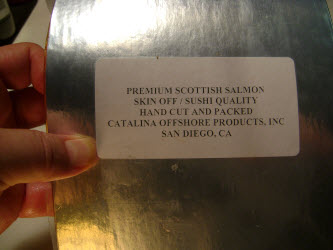 Label on premium scottish salmon from catalina op