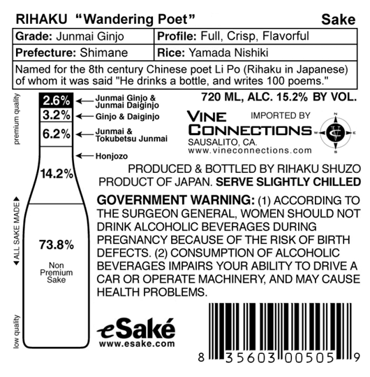 Rihahu "wandering poet" sake label