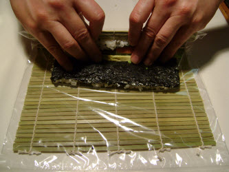 First step in rolling California roll