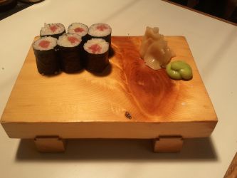 Tuna rolls on sushi plate