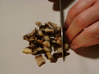 Cut shitake into pieces...