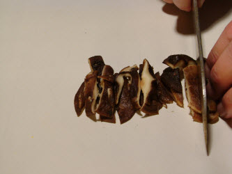 Slice shitake mushrooms...