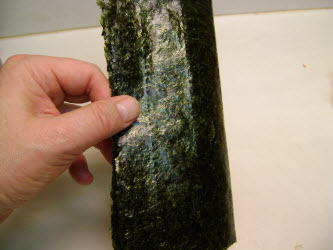 Bending nori in half