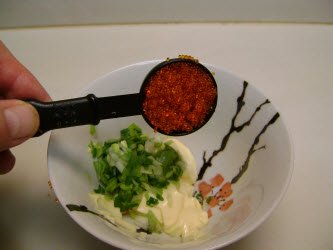 Ingredients for roe mayo sauce in a bowl
