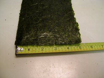 Showing 5 inch side of nori