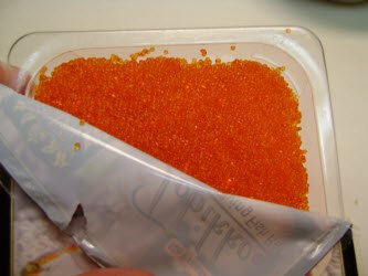 Opened Tobikko flying fish roe package