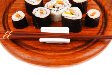 Wooden sushi plate