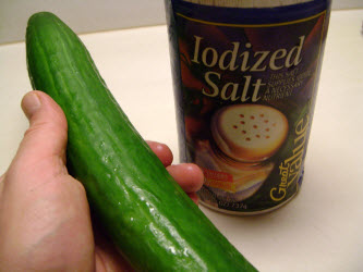 Salt scrubbing english cucumber