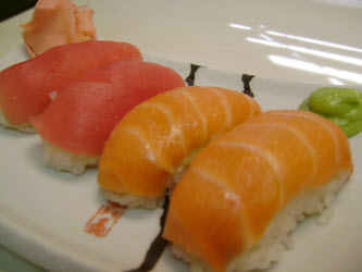 Tuna and Salmon Nigiri Sushi