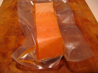 Cold smoked salmon in packaging from catalina op