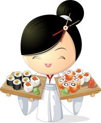 Sushi girl illustration
