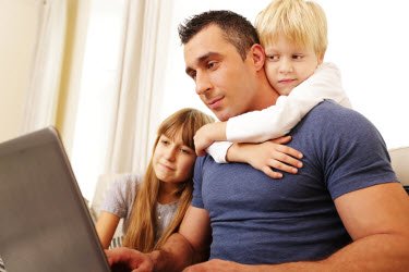 Work at Home Father with children